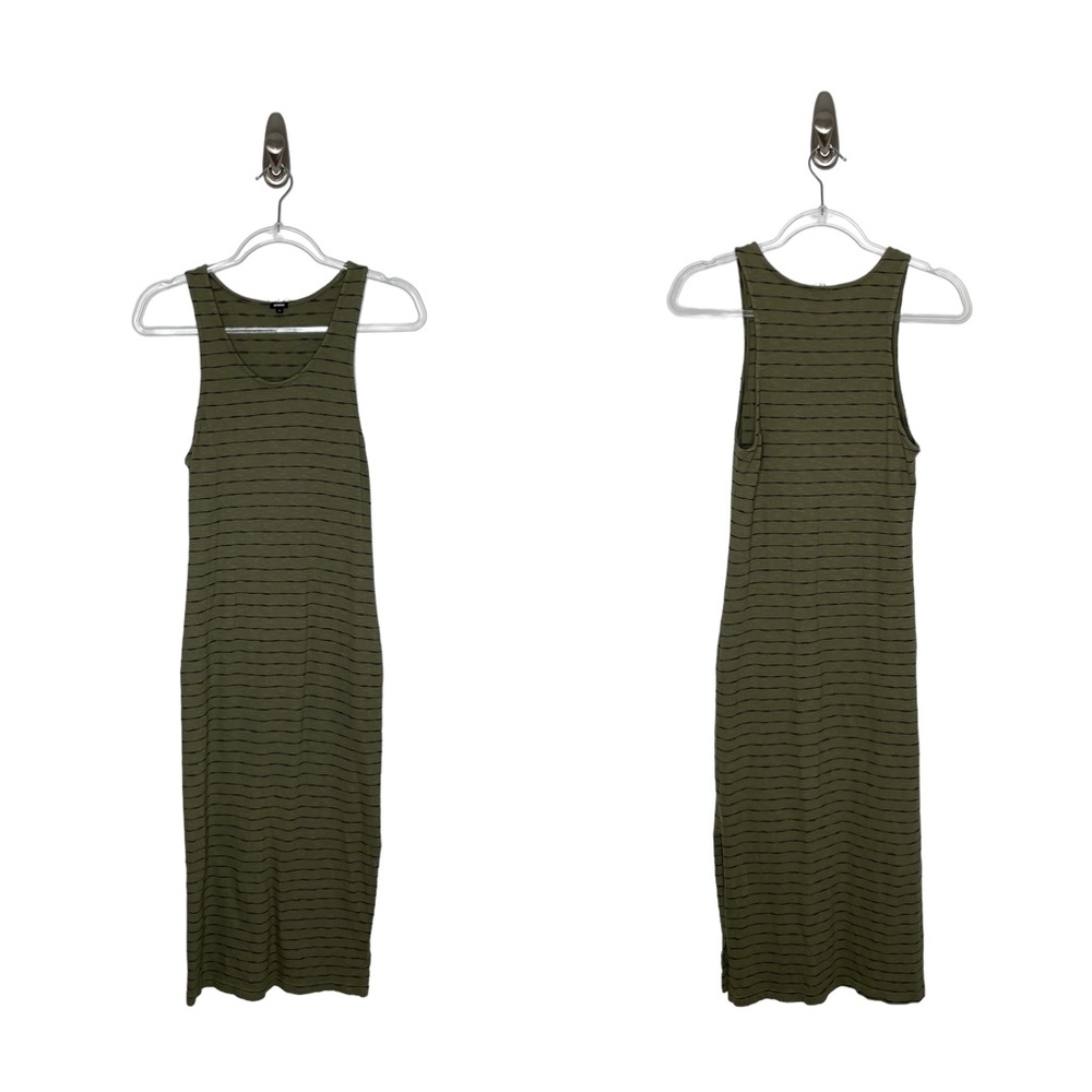 MONROW | Striped Tank Dress in Moss Green Large